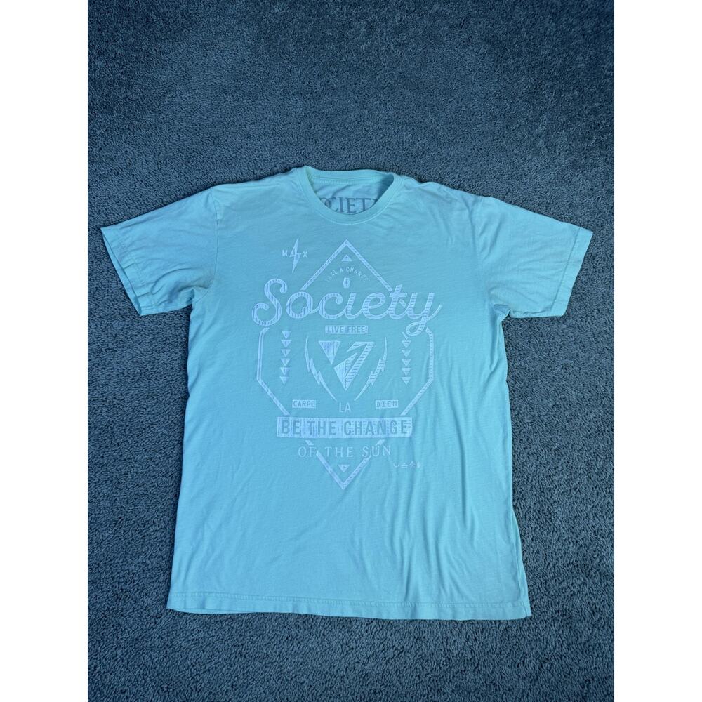 Society Buckle Shirt Mens L Green Be The Change Live Free Graphic Crew Neck